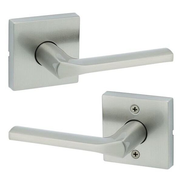 Kwikset Lisbon Lever with Square Rose Passage Door Lock with 6AL Latch and RCS Strike Satin Nickel Finish 720LSLSQT-15 - main